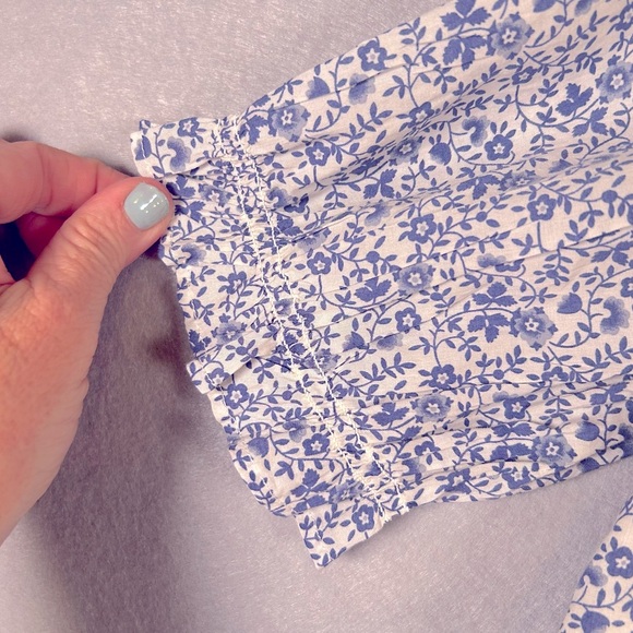 Madewell Blue & White Ruffle Button-Front Trapeze Dress‎ Women’s Size Small - Picture 7 of 13